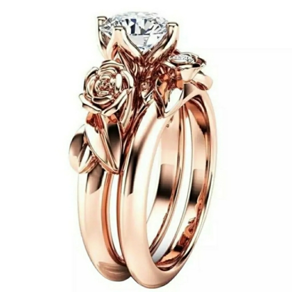 Rose Gold Stackable Flower Ring.